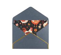 STVYUKL Carte de vœux avec enveloppes noires, carte « Thinking of You » - Motif coq mignon - Poules - Joyeux anniversaire mariage - Cartes vierges pour toutes les occasions 10 x 15 cm