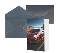 STVYUKL Carte de vœux avec enveloppes noires, carte « Thinking of You » - Voiture de course rouge - Invitation de mariage - Cartes vierges pour toutes les occasions 10 x 15 cm