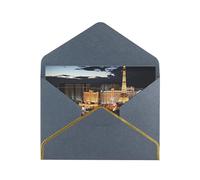 STVYUKL Carte de vœux avec enveloppes noires, carte « Thinking of You » - Vue nocturne de Las Vegas - Carte d'anniversaire de mariage vierge pour toutes les occasions 10 x 15 cm
