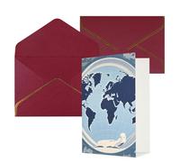 STVYUKL Carte de vœux avec enveloppes rouge foncé, carte bleue du monde, carte bleue du monde, invitation de mariage, cartes vierges pour toutes les occasions 10,2 x 15,2 cm
