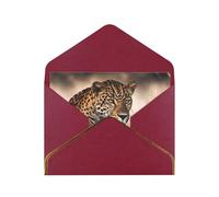 STVYUKL Carte de vœux avec enveloppes rouge foncé, carte Thinking of You, animal africain, léopard, joyeux anniversaire, mariage, carte vierge pour toutes les occasions 10,2 x 15,2 cm