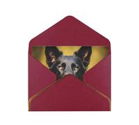 STVYUKL Carte de vœux avec enveloppes rouge foncé, carte « Thinking of You » - Berger allemand noir - Invitation de mariage - Cartes vierges pour toutes les occasions 10 x 15 cm