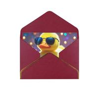 STVYUKL Carte de vœux avec enveloppes rouge foncé, carte « Thinking of You » - Canard avec lunettes de soleil - Invitation de mariage - Cartes vierges pour toutes les occasions 10 x 15 cm