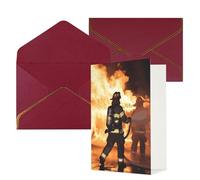 STVYUKL Carte de vœux avec enveloppes rouge foncé, carte « Thinking of You », carte de pompier, flamme, joyeux anniversaire, mariage, carte vierge pour toutes les occasions, 10,2 x 15,2 cm