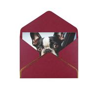 STVYUKL Carte de vœux avec enveloppes rouge foncé, carte « Thinking of You » - Chiot Terrier de Boston - Invitation de mariage - Cartes vierges pour toutes les occasions 10 x 15 cm