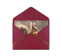 STVYUKL Carte de vœux avec enveloppes rouge foncé, carte « Thinking of You » - Écureuil d'automne - Carte vierge pour toutes les occasions - 10,2 x 15,2 cm