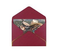 STVYUKL Carte de vœux avec enveloppes rouge foncé, carte Thinking of You en forme de selle de cheval avec un chapeau de cowboy, invitation de mariage, cartes vierges pour toutes les occasions 10,2 x