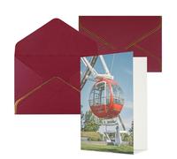 STVYUKL Carte de vœux avec enveloppes rouge foncé, carte « Thinking of You » - Grande roue - Joyeux anniversaire mariage invitation vierge pour toutes les occasions 10,2 x 15,2 cm