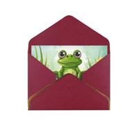 STVYUKL Carte de vœux avec enveloppes rouge foncé, carte « Thinking of You » - Grenouille dans un étang - Invitation de mariage - Cartes vierges pour toutes les occasions 10 x 15 cm