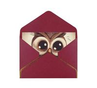 STVYUKL Carte de vœux avec enveloppes rouge foncé, carte « Thinking of You » - Jolie chouette - Joyeux anniversaire mariage invitation vierge pour toutes les occasions 10 x 15 cm