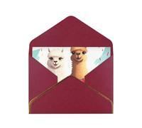 STVYUKL Carte de vœux avec enveloppes rouge foncé, carte « Thinking of You » - Lama Alpaga - Joyeux anniversaire mariage invitation vierge pour toutes les occasions 10 x 15 cm