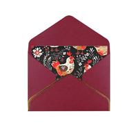 STVYUKL Carte de vœux avec enveloppes rouge foncé, carte « Thinking of You » - Motif coq et poules - Carte vierge pour toutes les occasions - 10 x 15 cm