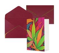STVYUKL Carte de vœux avec enveloppes rouge foncé, carte « Thinking of You » - Multicolore - Feuille de mauvaises herbes - Pour un anniversaire, un mariage - Cartes vierges pour toutes les occasions
