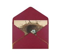 STVYUKL Carte de vœux avec enveloppes rouge foncé, carte « Thinking of You » - Nid d'oiseaux - Joyeux anniversaire mariage invitation vierge pour toutes les occasions 10 x 15 cm