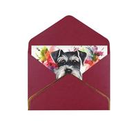 STVYUKL Carte de vœux avec enveloppes rouge foncé, carte Thinking of You Schnauzer Happy Birthday Wedding Invitation Cartes vierges pour toutes les occasions 10 x 15 cm