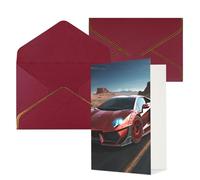 STVYUKL Carte de vœux avec enveloppes rouge foncé, carte « Thinking of You » - Voiture de course rouge rouge - Invitation de mariage - Cartes vierges pour toutes les occasions 10 x 15 cm