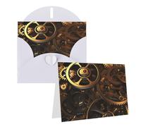 STVYUKL Carte de vœux vierge avec enveloppes, motif engrenages steampunk, cartes de remerciement, cartes de notes, cartes de notes, cartes toutes occasions, pour Noël, vacances, anniversaire, remise