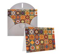 STVYUKL Carte de vœux vierge avec enveloppes - Motif géométrique marocain - 10,2 x 15,2 cm - Pour toutes les occasions - Gris - Pour Noël, anniversaire, remise de diplôme