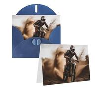 STVYUKL Carte de vœux vierge avec enveloppes Motif motocross 10,2 x 15,2 cm Bleu Pour Noël, vacances, anniversaire, remise de diplôme