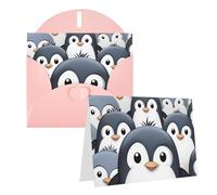 STVYUKL Carte de vœux vierge avec enveloppes Motif pingouin mignon 10,2 x 15,2 cm Rose Pour toutes les occasions Pour Noël, vacances, anniversaire, remise de diplôme