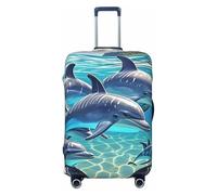 STVYUKL Dolphins Art Lot de 2 housses de bagage personnalisées, élastiques et lavables pour valises de 45,7 à 81,3 cm, Noir , XL