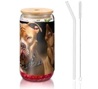 STVYUKL Gobelets en verre avec couvercles en bambou et pailles, 473,6 g, réutilisables - Pour café, bière (Designnamel - Jolies tasses à thé pour whisky, soda, cocktail, cadeau
