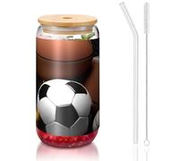 STVYUKL Gobelets en verre avec couvercles en bambou et pailles, 473,6 g, réutilisables - Pour café, bière (Designnamel - Jolies tasses à thé pour whisky, soda, cocktail, cadeau