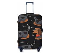 STVYUKL Housse de bagage personnalisée avec motif teckel « I Love My Dog » - Élastique et lavable - Protection contre les rayures - Convient aux bagages de 45,7 à 81,3 cm, Noir , M