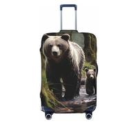 STVYUKL Housse de bagage personnalisée élastique lavable Mother Bear And Her Cubs - Protection contre les rayures - Convient aux bagages de 45,7 à 81,3 cm, Noir , S