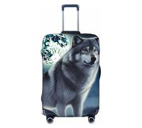 STVYUKL Housse de bagage Wolf Under Moon personnalisée, élastique, lavable, protection contre les rayures, convient aux bagages de 45,7 à 81,3 cm, Noir , S