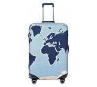 STVYUKL Lot de 2 housses de protection personnalisées élastiques et lavables avec motif carte du monde bleue pour valises de 45,7 à 81,3 cm, Noir , XL