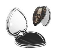 STVYUKL Mini miroir de poche compact pliable avec grossissement 2 x 1 x tête de mort, petit miroir de poche pliable pour femme sac à main sac à main en forme de cœur