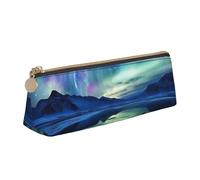 STVYUKL Northern Lights Trousse à crayons élégante avec fermeture éclair en cuir pour le travail et le bureau