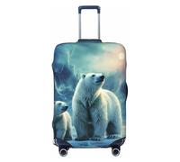 STVYUKL Polar Bears Northern Lights Housse de bagage personnalisée élastique lavable Housse de protection pour valise Auti-Scratch Convient aux bagages de 45,7 à 81,3 cm, Noir , L