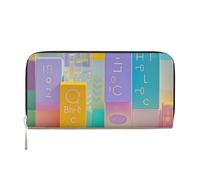 STVYUKL Portefeuille pour femme avec fermeture éclair en cuir synthétique - Couleurs pastel vives - Porte-cartes, noir, taille unique, Noir , Taille unique