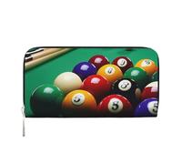 STVYUKL Portefeuille pour femme en cuir synthétique avec fermeture éclair pour téléphone, porte-cartes de billard, noir, taille unique, Noir , Taille unique