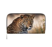 STVYUKL Portefeuille pour femme en cuir synthétique avec fermeture éclair sur le pourtour - Porte-carte - Motif léopard africain - Noir - Taille unique, Noir , Taille unique