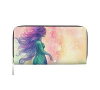 STVYUKL Portefeuille pour femme en cuir synthétique avec fermeture éclair sur le pourtour - Porte-carte - Belle queue de sirène - Noir - Taille unique, Noir , Taille unique