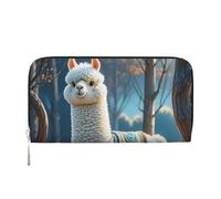 STVYUKL Portefeuille pour femme en cuir synthétique avec fermeture éclair sur le pourtour - Porte-carte en alpaga de dessin animé - Noir - Taille unique, Noir , Taille unique