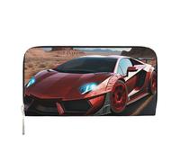 STVYUKL Portefeuille pour femme en cuir synthétique avec fermeture éclair sur le pourtour pour téléphone, porte-carte de course rouge, noir, taille unique, Noir , Taille unique