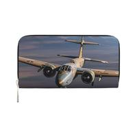 STVYUKL Portefeuille pour femme en cuir synthétique avec fermeture éclair sur le pourtour pour téléphone, porte-carte avion de l'armée américaine, noir, taille unique, Noir , Taille unique