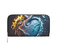 STVYUKL Portefeuille pour femme en cuir synthétique avec fermeture éclair sur le pourtour pour téléphone, sac à main pour carte de feu et d'eau, noir, taille unique, Noir , Taille unique