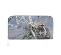 STVYUKL Portefeuille pour femme en cuir synthétique avec fermeture éclair sur le pourtour pour téléphone, sac à main gris grande roue porte-cartes organisateur, noir, taille unique, Noir , Taille