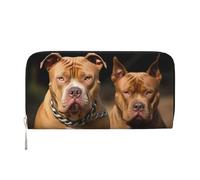 STVYUKL Portefeuille pour femme en cuir synthétique avec fermeture éclair sur le pourtour pour téléphone, sac à main Pitbull, porte-cartes Organisateur, noir, taille unique, Noir , Taille unique