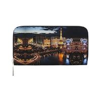 STVYUKL Portefeuille zippé pour femme en cuir PU avec pochette pour téléphone portable Las Vegas Night View Porte-cartes, noir, taille unique, Noir , Taille unique