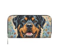 STVYUKL Portefeuille zippé pour femme en cuir synthétique avec pochette pour téléphone portable Motif chien Rottweiler Noir Taille unique, Noir , Taille unique