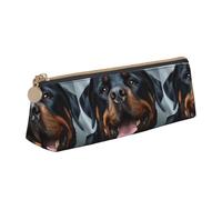 STVYUKL Rottweiler Trousse à crayons fine en cuir avec fermeture éclair Motif tête de chien