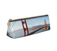STVYUKL San Francisco Golden Gate Bridge Trousse à crayons élégante avec fermeture éclair en cuir pour le travail et le bureau