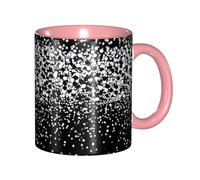 STVYUKL Tasse à café 325 ml en céramique avec prise en main confortable - Noir et blanc - Paillettes - Pour la maison et le bureau