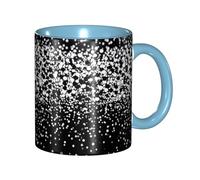 STVYUKL Tasse à café 325 ml en céramique avec prise en main confortable - Noir et blanc - Paillettes - Pour la maison et le bureau